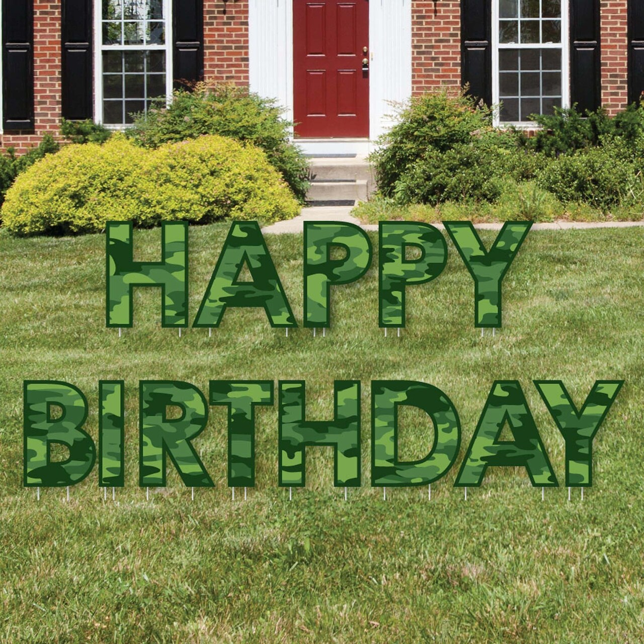 Big Dot of Happiness Camo Hero - Yard Sign Outdoor Lawn Decorations - Army Military Camouflage Happy Birthday Yard Signs - Happy Birthday